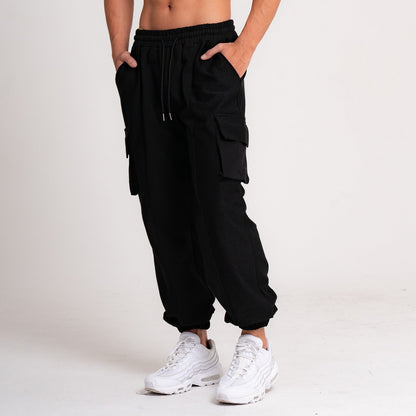 Pantalones Holgados con Múltiples Bolsillos y Cordón para Hombre – Ideales para Otoño e Invierno