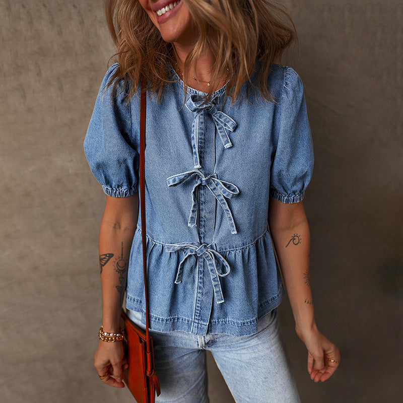 Camisa de Mujer con Lazo y Detalle de Banda Manga Larga | Ideal para Primavera y Otoño