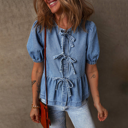 Camisa de Mujer con Lazo y Detalle de Banda Manga Larga | Ideal para Primavera y Otoño