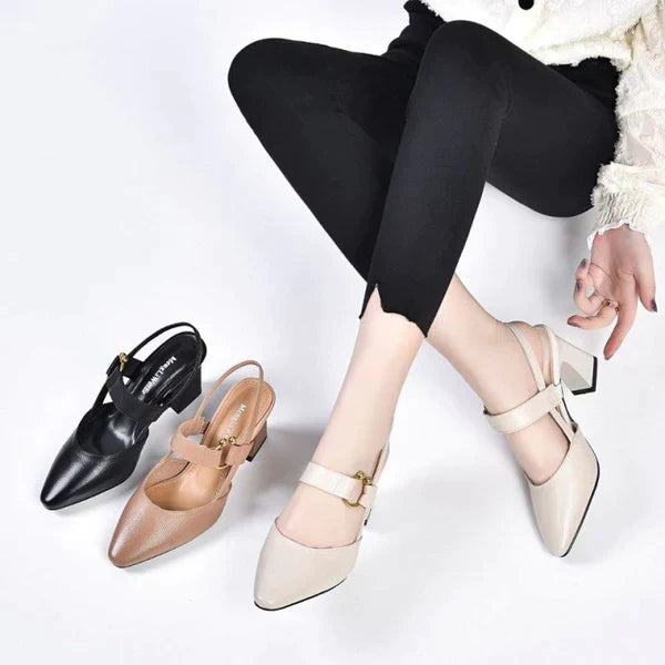 Zapatos de Tacón Ortopédicos con Punta Fina y Cuero Vegano Transpirable | Ideales para Primavera y Verano