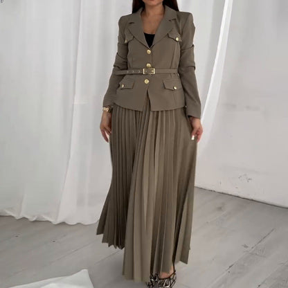 Conjunto de Blazer con Solapas y Pantalón de Color Sólido | Ideal para Primavera y Otoño
