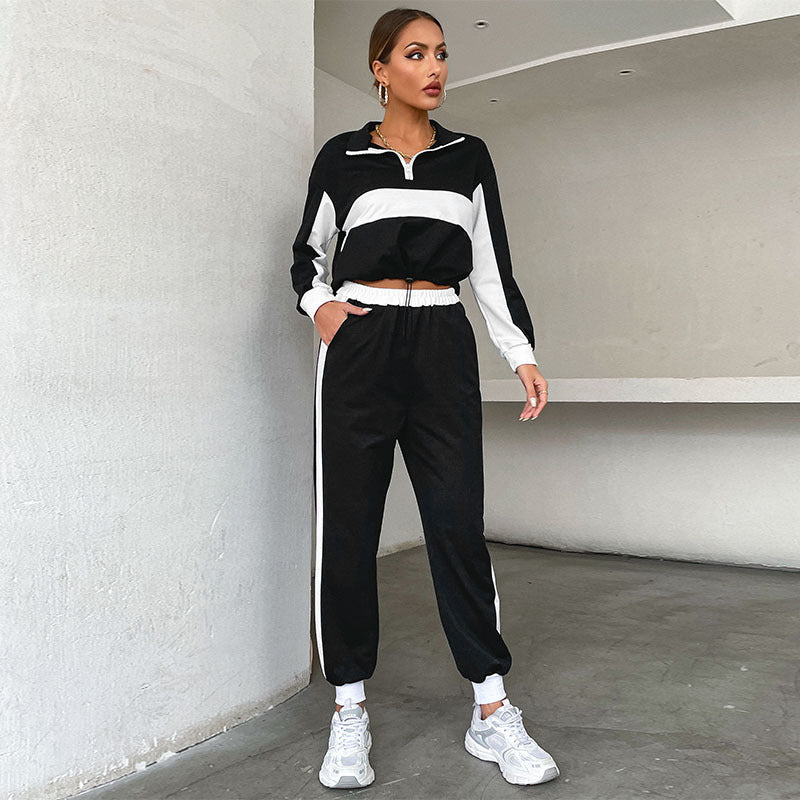 Conjunto de Suéter y Pantalones con Cuello Alto a Contraste | Ideal para Primavera y Otoño