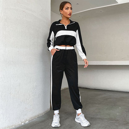 Conjunto de Suéter y Pantalones con Cuello Alto a Contraste | Ideal para Primavera y Otoño