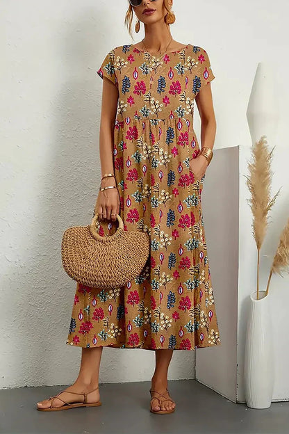 Vestido sin mangas con estampado y cuello redondo | Ideal para el verano