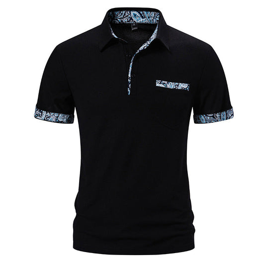 Camiseta de Manga Corta con Solapa y Estampado Paisley para Hombre, Ideal para Verano