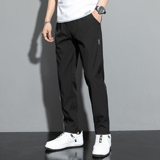 Pantalones Holgados Rectos de Seda Helada para Hombre, Ideales para el Verano