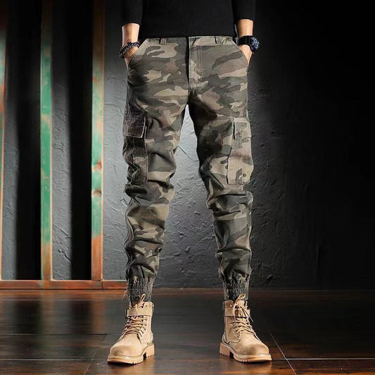Pantalones de Trabajo para Hombre con Estampado de Camuflaje y Puños de Tobillo, Forrados de Lana, Ideales para Primavera y Otoño