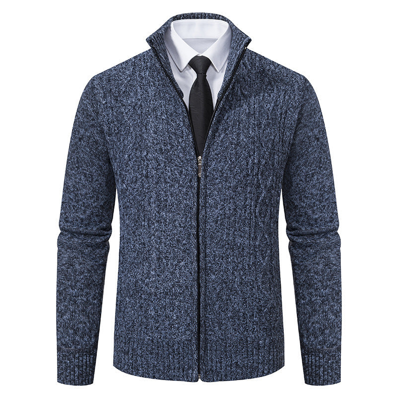 Cárdigan de punto con cuello alzado de tela gruesa, ideal para otoño e invierno