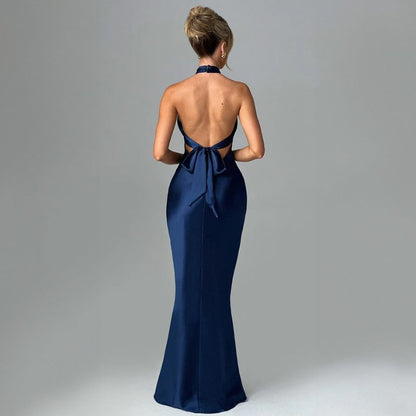 Vestido Largo Sin Espalda y Sin Mangas con Diseño de Cordones | Ideal para Verano