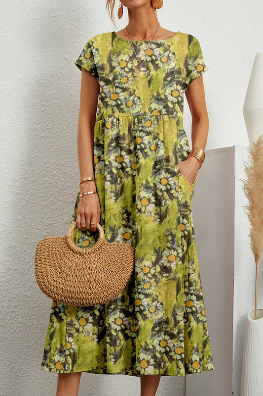 Vestido sin mangas con estampado y cuello redondo | Ideal para el verano