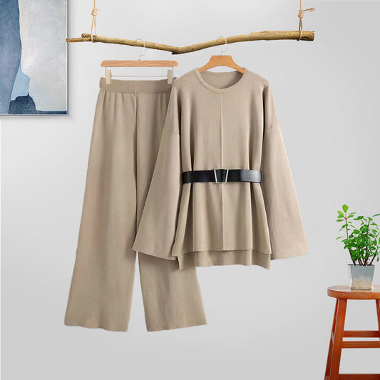 Conjunto de Suéter y Pantalón Tejido con Mangas de Vuelo | Ideal para Otoño