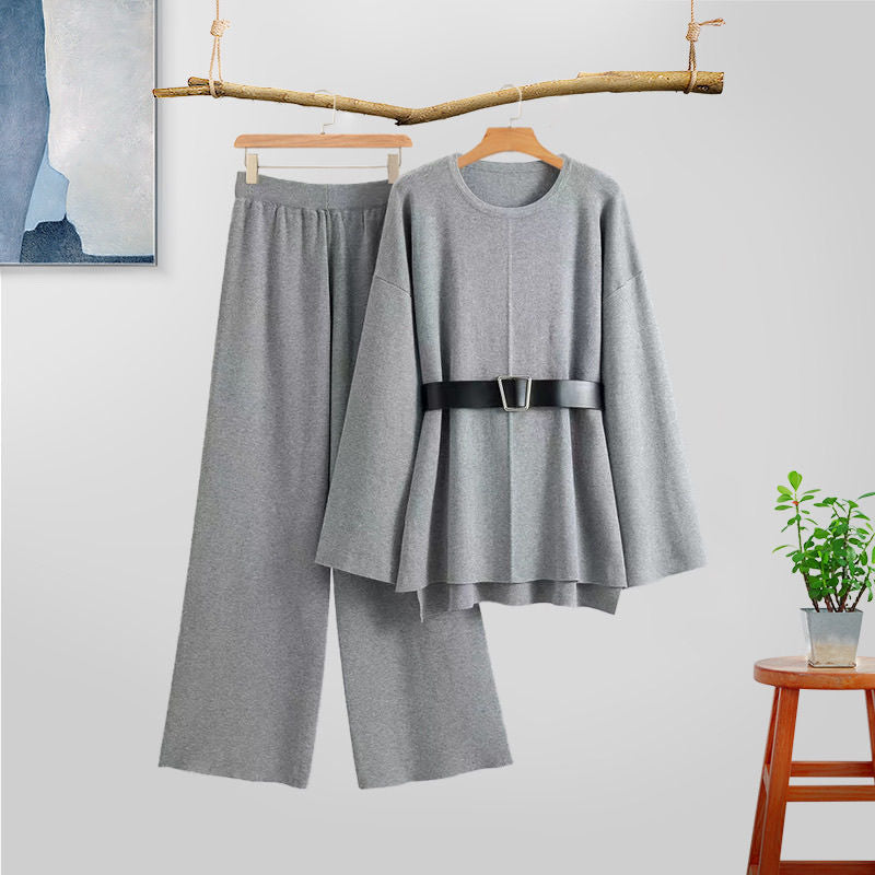 Conjunto de Suéter y Pantalón Tejido con Mangas de Vuelo | Ideal para Otoño
