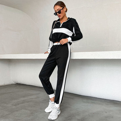 Conjunto de Suéter y Pantalones con Cuello Alto a Contraste | Ideal para Primavera y Otoño