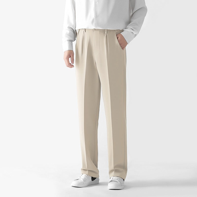 Pantalones Holgados de Pierna Recta para Hombres en Tela de Poliéster – Ideales para Otoño e Invierno