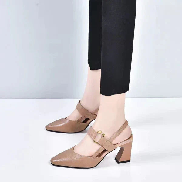 Zapatos de Tacón Ortopédicos con Punta Fina y Cuero Vegano Transpirable | Ideales para Primavera y Verano