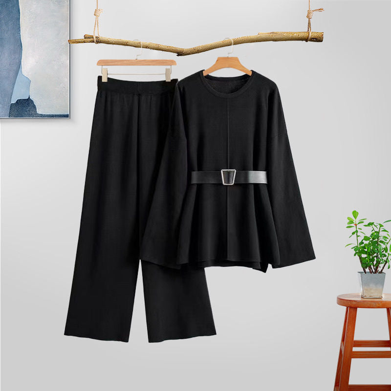 Conjunto de Suéter y Pantalón Tejido con Mangas de Vuelo | Ideal para Otoño