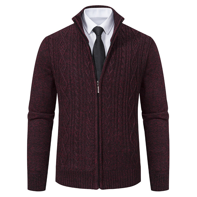 Cárdigan de punto con cuello alzado de tela gruesa, ideal para otoño e invierno