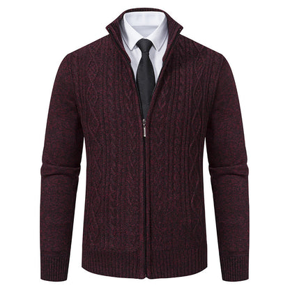 Cárdigan de punto con cuello alzado de tela gruesa, ideal para otoño e invierno
