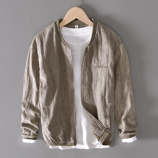 Top de Manga Larga de Algodón-Lino de Corte Suelto y Color Sólido | Ideal para Otoño