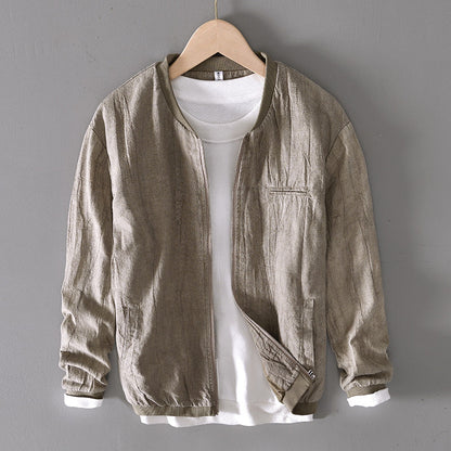 Top de Manga Larga de Algodón-Lino de Corte Suelto y Color Sólido | Ideal para Otoño