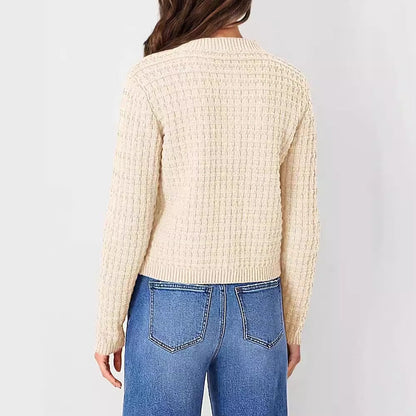 Abrigo de Suéter Holgado de Cuello Redondo para Mujer | Ideal para Otoño