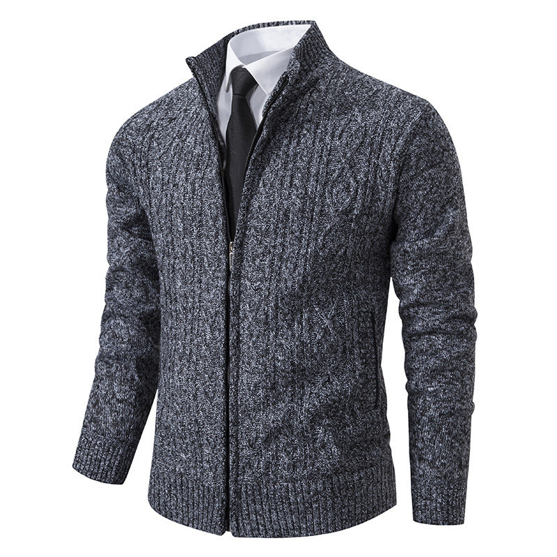 Cárdigan de punto con cuello alzado de tela gruesa, ideal para otoño e invierno