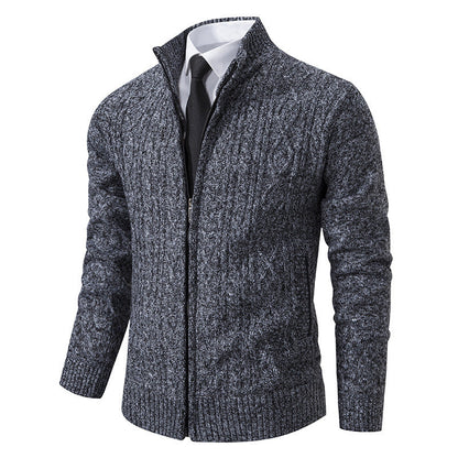 Cárdigan de punto con cuello alzado de tela gruesa, ideal para otoño e invierno