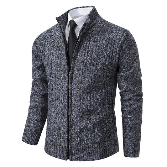 Cárdigan de punto con cuello alzado de tela gruesa, ideal para otoño e invierno