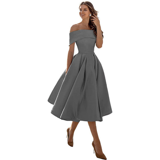 Vestido de Fiesta sin Tirantes de Satén con Silueta Elegante | Ideal para el Verano