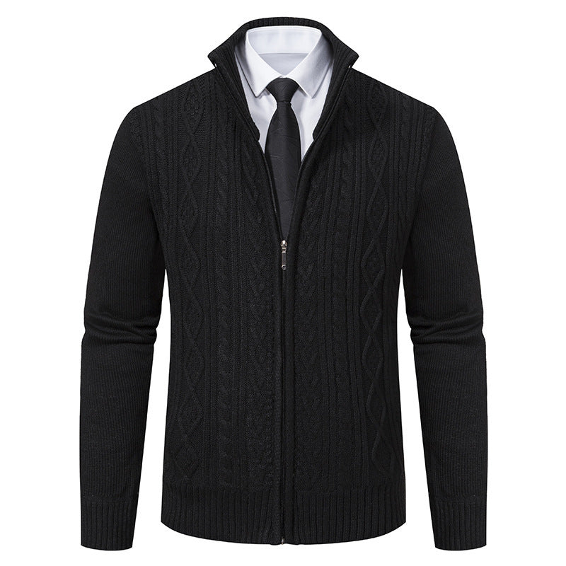 Cárdigan de punto con cuello alzado de tela gruesa, ideal para otoño e invierno