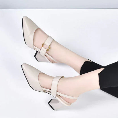 Zapatos de Tacón Ortopédicos con Punta Fina y Cuero Vegano Transpirable | Ideales para Primavera y Verano