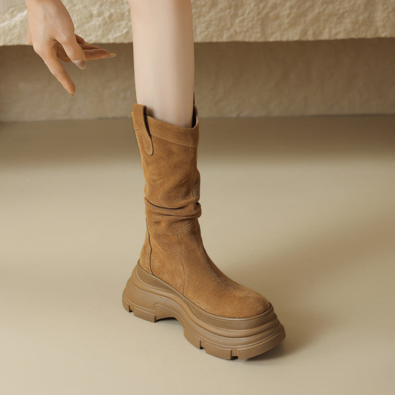 Botas de Suede con Suela Gruesa y Punta Redonda | Ideales para Invierno