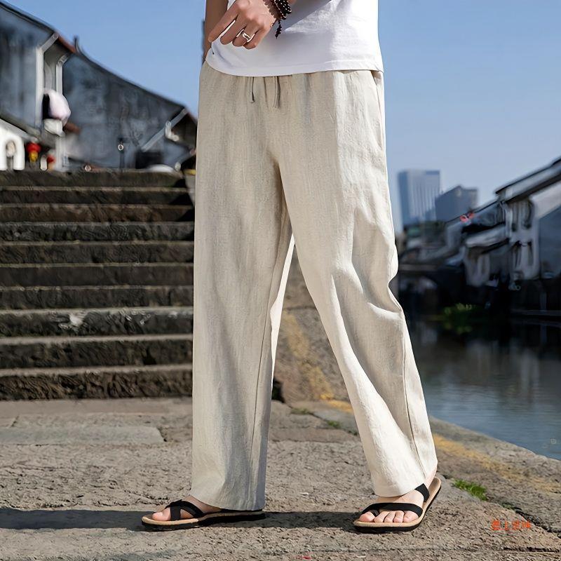 Pantalones Holgados de Lino y Algodón para Hombre, Ideales para Primavera