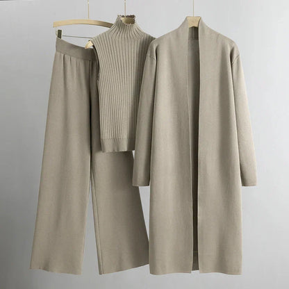Conjunto de 3 Piezas para Mujer con Cárdigan, Suéter y Pantalones | Ideal para Primavera y Otoño
