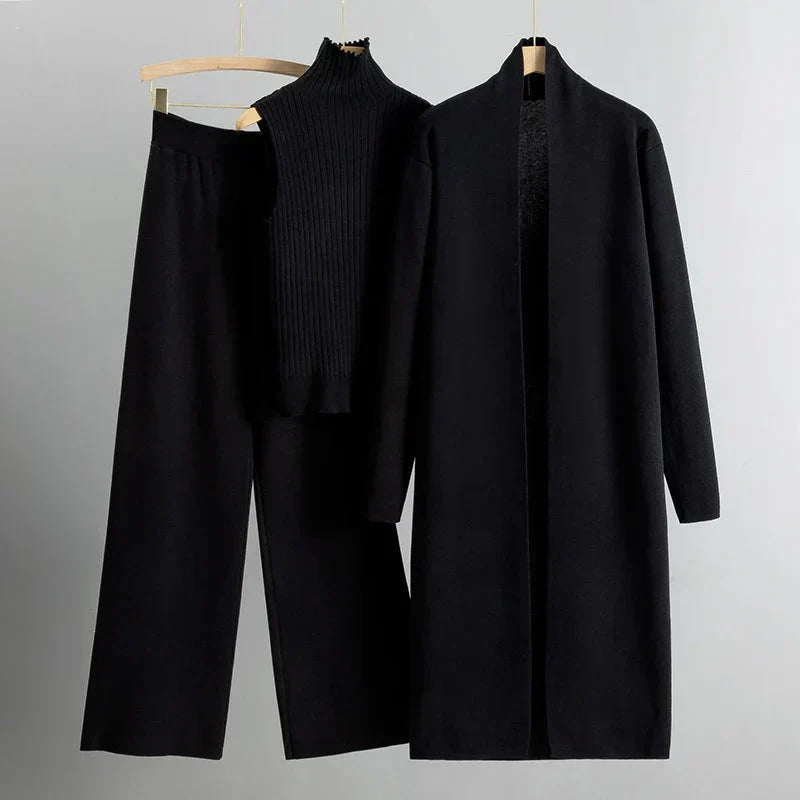 Conjunto de 3 Piezas para Mujer con Cárdigan, Suéter y Pantalones | Ideal para Primavera y Otoño
