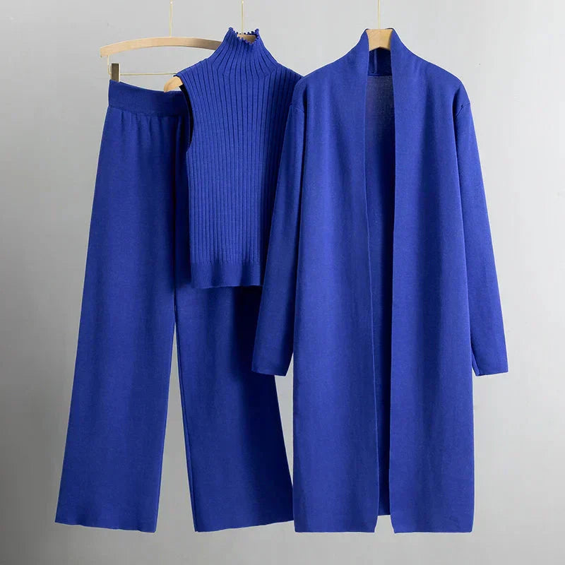Conjunto de 3 Piezas para Mujer con Cárdigan, Suéter y Pantalones | Ideal para Primavera y Otoño