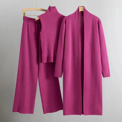 Conjunto de 3 Piezas para Mujer con Cárdigan, Suéter y Pantalones | Ideal para Primavera y Otoño