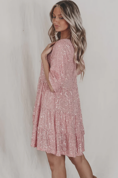 Vestido Mini Babydoll con Escamas en Capas | Ideal para Fiestas de Verano