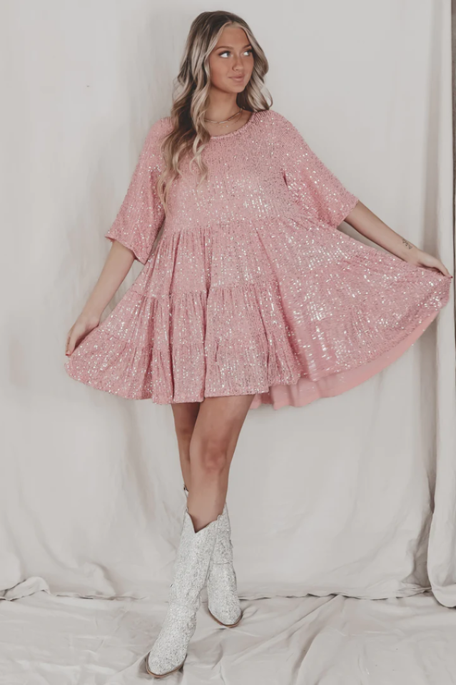 Vestido Mini Babydoll con Escamas en Capas | Ideal para Fiestas de Verano