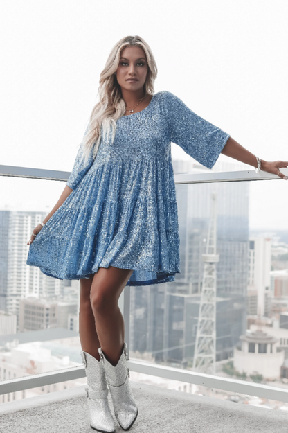 Vestido Mini Babydoll con Escamas en Capas | Ideal para Fiestas de Verano