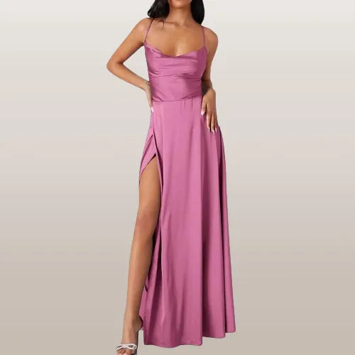Vestido Largo de Seda sin Mangas con Diseño Fluido | Ideal para Primavera y Verano