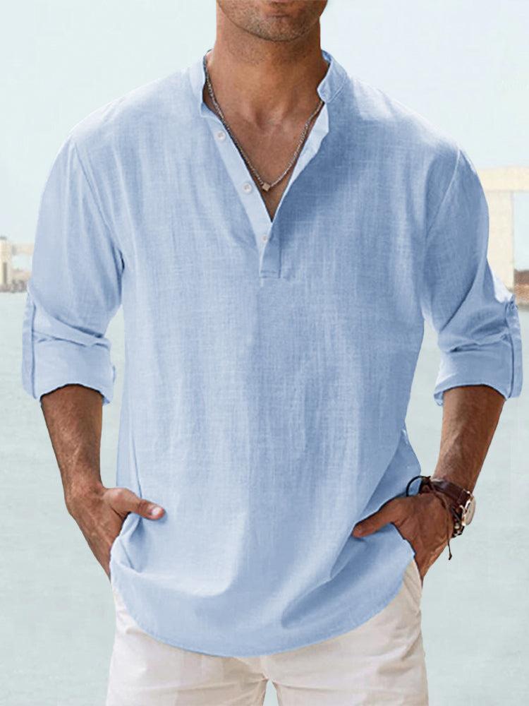 Camisa de Lino Ligera para Hombre con Mangas Largas I Ideal para el Verano