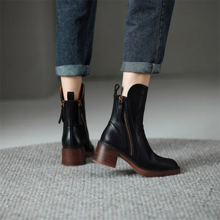 Botines de cuero duradero con plantilla acolchada I Ideales para otoño e invierno