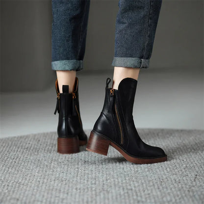 Botines de cuero duradero con plantilla acolchada I Ideales para otoño e invierno