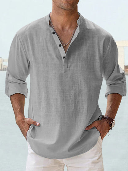 Camisa de Lino Ligera para Hombre con Mangas Largas I Ideal para el Verano