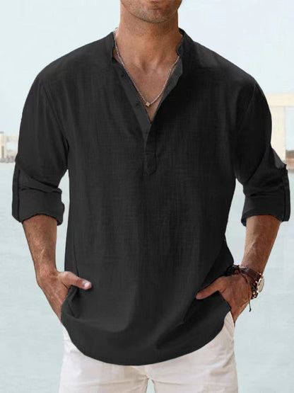 Camisa de Lino Ligera para Hombre con Mangas Largas I Ideal para el Verano