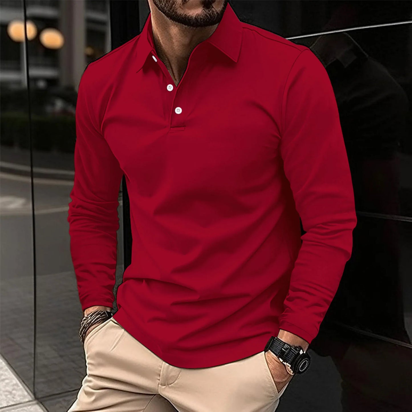 Camisa Polo para Hombre de Ajuste Slim con Mangas Largas I Ideal para Todas las Estaciones