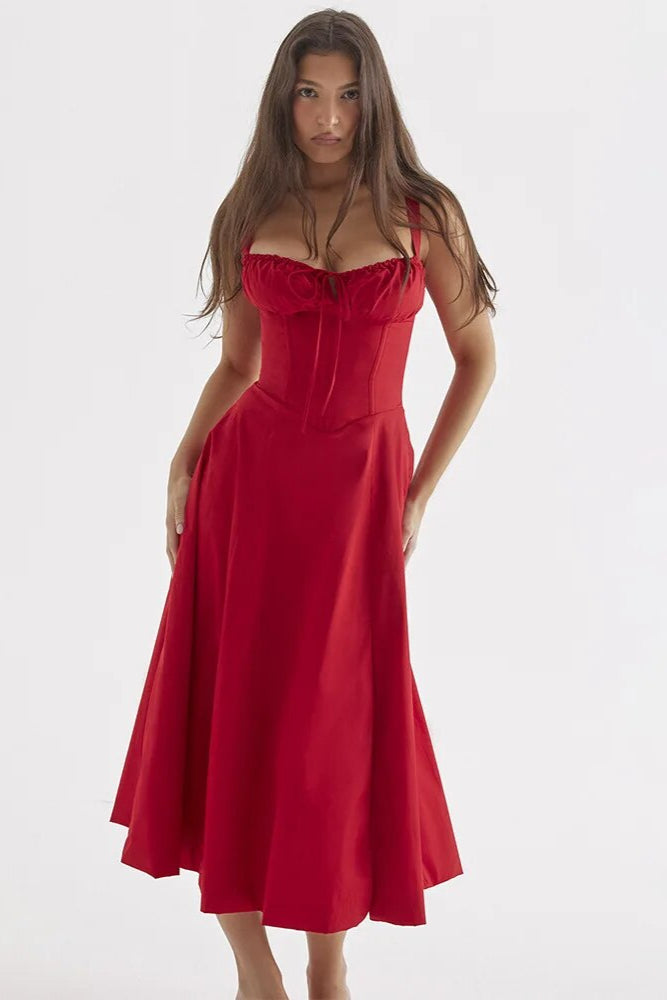 Vestido Midi con Corsé y Cordones | Ideal para Primavera y Verano