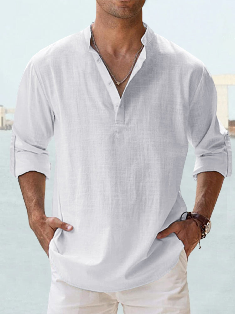 Camisa de Lino Ligera para Hombre con Mangas Largas I Ideal para el Verano