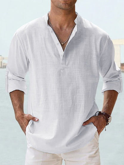 Camisa de Lino Ligera para Hombre con Mangas Largas I Ideal para el Verano